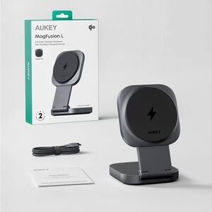 AUKEY MagFusion L Qi2 2-in-1 Foldable Magnetic Fast Wireless Charging Station